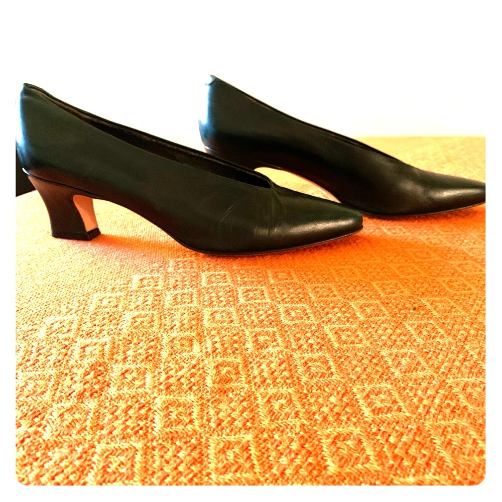 Green Leather Kitten Heels
